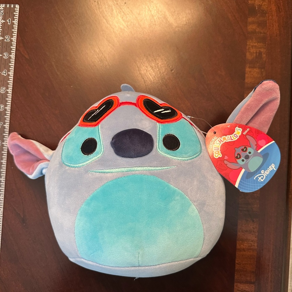 Squishmallows Disney Stitch Sweetheart Plush With Heart Sunglasses 8 inch Tall